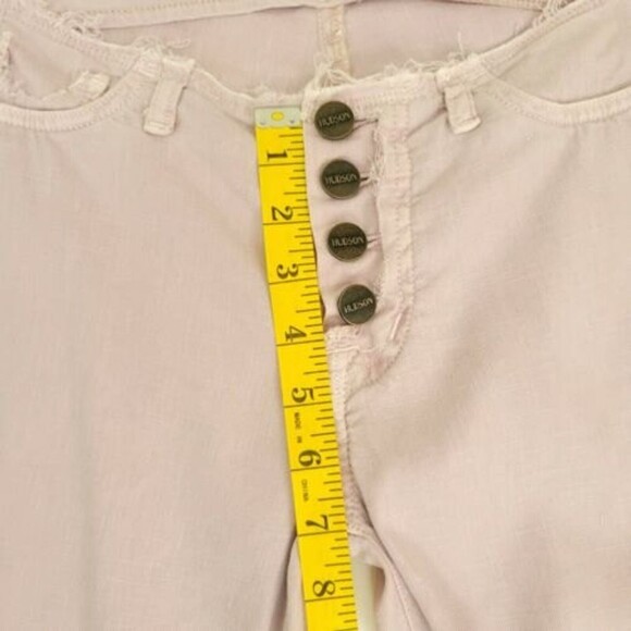 HUDSON LINEN BLEND Pants Women's Size 25 COLLECTION Raw WAISTBAND FLARE LEG - Picture 7 of 13